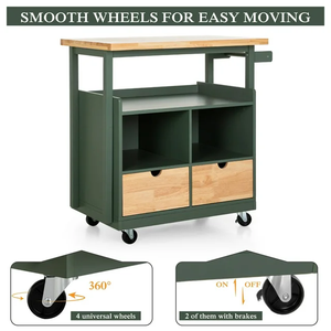 Petits chariots <span class=keywords><strong>de</strong></span> <span class=keywords><strong>cuisine</strong></span> chariot d'îlot <span class=keywords><strong>de</strong></span> <span class=keywords><strong>cuisine</strong></span> en bois <span class=keywords><strong>sur</strong></span> roues avec tiroir <span class=keywords><strong>de</strong></span> <span class=keywords><strong>rangement</strong></span> et armoire-Vert - Product Image 4