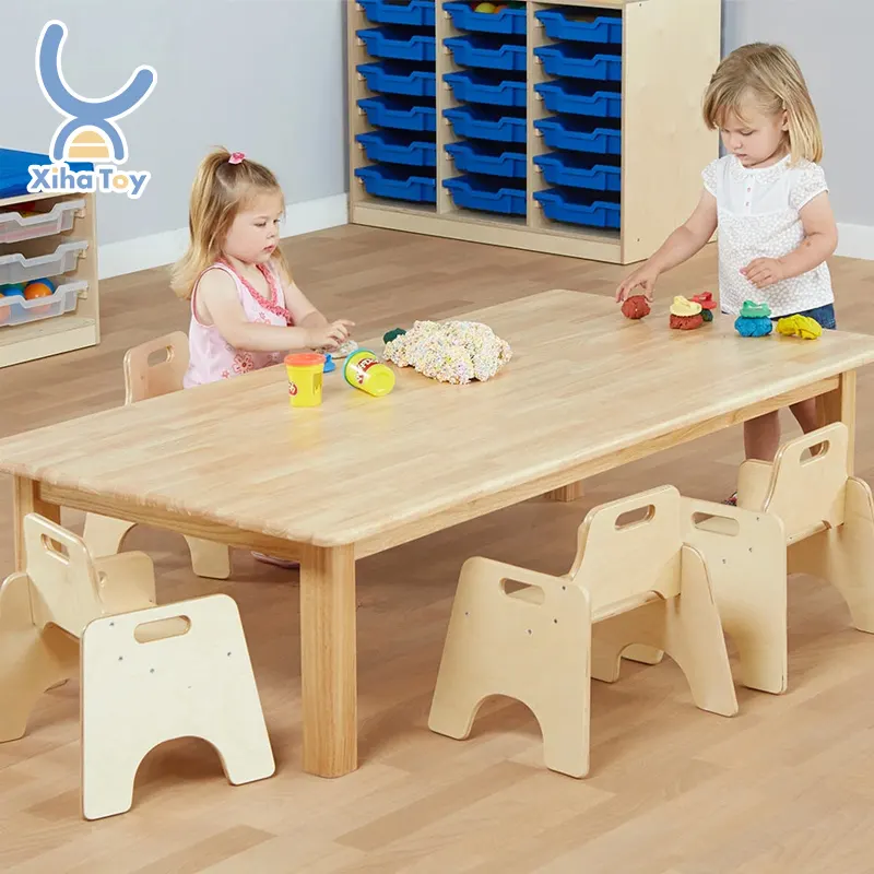 2023 Montessori Holz Kinder Studiert isch Schreibtisch und Stuhl Kinder Holz Kindergarten Vorschule Spielzimmer Aktivität Tisch möbel