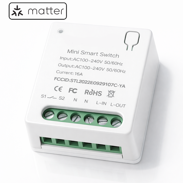 Matter WIFI Smart Switch Module 16A Relay Breaker HomeKit Wireless Control Works Alexa Google Home Tuya Garage