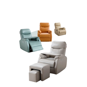 Le petit fauteuil inclinable en cuir synthétique à commande manuelle ou <span class=keywords><strong>électrique</strong></span> contient des tabourets de rangement. - Product Image 3