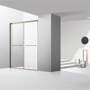 Modern Design Luxury Frame Shower Door Straight Bypass Shower Door Bathroom 8mm Tempered Glass Shower Door Sliding