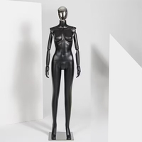 Présentoir de vitrine de boutique de mode abstraite, Mannequin noir brillant pour femme, tête chromée argentée