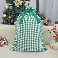 Sac de Noël à carreaux Buffalo personnalisé Sac de Père Noël Kaki Check Drawstring Gift White Large Cotton Santa Sack