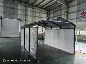 Abri de voiture portable d'extérieur avec structure en acier préfabriqué, toit en tôle de fer, métal traité thermiquement imperméable pour voitures - Product Image 5