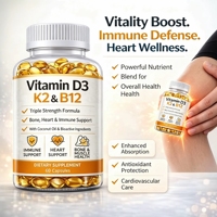 Cápsulas de Vitamina D3 K2 de Marca Privada/OEM/ODM con B12, Fórmula de Triple Potencia para la Salud Ósea, Cardíaca e Inmunológica, 60 Cápsulas
