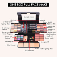 Palet Eyeshadow Tahan Air Lipstik Matte Blush Bedak Padat Kuas Eyeliner Cermin Terintegrasi Set Rias Wajah Lengkap