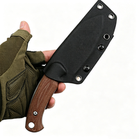 Couteau fixe Full Tang en acier 14C28N, lame Stonewashed, manche en Micarta lin, couteau de survie et de bushcraft pour l'extérieur avec étui Kydex