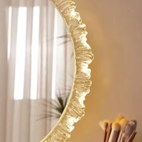Miroir de courtoisie rond avec cadre à volants et bordure florale en tissu, miroir de maquillage sur pied pour la décoration de chambre et de salle de bain, vente en gros