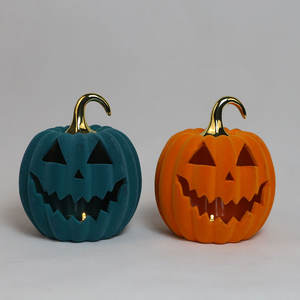 Nouvelles décorations d'Halloween en céramique éclairée par LED visage effrayant pièce maîtresse <span class=keywords><strong>de</strong></span> citrouille d'Halloween - Product Image 2