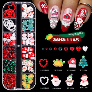 Vente chaude 3D 12 grilles Nail Art décorations mignon résine bonhomme de neige et <span class=keywords><strong>arbre</strong></span> de noël pour bricolage ongles conceptions pour décor de noël - Product Image 6
