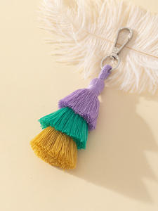 Multi strati bohémien a tre strati con ciondoli portachiavi con nappine all'ingrosso in tessuto con nappine portachiavi per borse da donna Charm decoro - Product Image 4