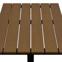 Mesa de Bistro Cuadrada Extensible Negra Mate con Superficie de Listones de Madera para Cafetería, Patio, Jardín, Entretenimiento al Aire Libre