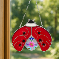 Coccinelle en verre coloré Art suspendu Design ensoleillé pour chambres ou serres sur le thème de la nature Décor de Noël Style Art déco