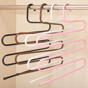S Type Metal Pant Hanger Save Space Trousers Rack 5 Layer Hangers For Pants