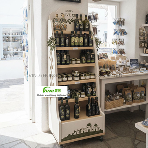 Présentoir métallique double face léger en forme de A pour huile d'olive, 10 niveaux, autoportant, portable, pour supermarché, avec roulettes - Product Image 2