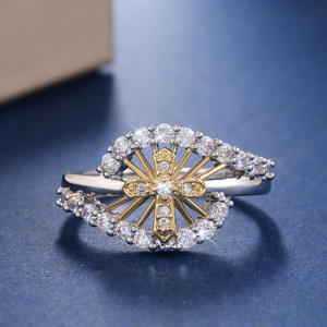 Anello da donna F224 in oro bianco con diamante naturale taglio brillante rotondo colore G, gioiello di fidanzamento per lei - Product Image 1