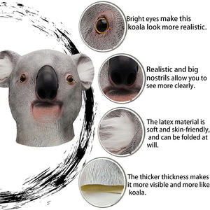 หน้ากากหมีโคอาล่าแบบเต็มหัวสีเทา,หน้ากากสัตว์ยางสมจริงสำหรับเทศกาลฮาโลวีนอุปกรณ์เทศกาลคอสเพลย์ - Product Image 3