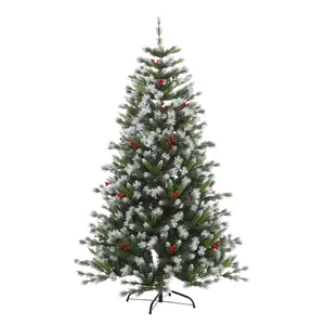 784 श्रृंखला मिश्रित फांसी पेड़ पीई समुद्री मील पाइन स्प्रे सफेद पीवीसी छिड़काव किया जाता है सफेद जोड़ने लाल फल गुच्छों गर्म बिक्री क्रिसमस पेड़
