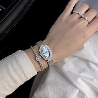 Montre à quartz pour femme Scottie 9762, ovale, incrustée de diamants, motif tournesol et épis de blé, bracelet en acier inoxydable, boîtier en alliage