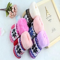 Gants d'hiver Jacquard tricotés à double couche pour enfants mitaines chaudes en fourrure sans doigts pour les activités de plein air