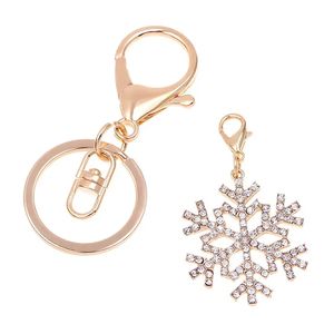 Nouveau Mode Style Hot Fashion Snowflake Porte-clés pour femmes Bijoux Cadeau Or Noël Porte-clés - Product Image 1