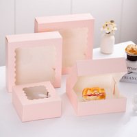 Boîte d'emballage personnalisée en papier kraft pour boulangerie avec fenêtre transparente, boîte jetable pour gâteaux, biscuits, macarons, beignets, pour cadeaux de desserts