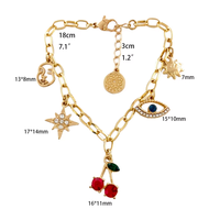 2026 Nieuwe Koreaanse stijl vergulde kersen fruit charme armband voor vrouwen Ster Oog Kristal armband Zomer Ins stijl chique sieraden