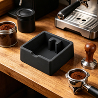 Boîte à marc de café domestique, support pour porte-filtre à expresso, boîte à déchets de café en silicone noir/gris, bac à marc