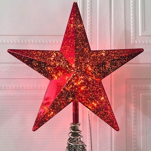 Décoration de sommet d'arbre de Noël LED faite à la main, à piles, étoile à cinq branches colorée pour une ambiance festive - Product Image 2