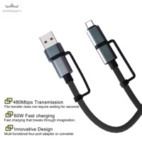 Offres spéciales 60W type-c charge super rapide pd 65W câble convertisseur USB 4-en-1 cuivre pur pour IOS et utilisation sur ordinateur
