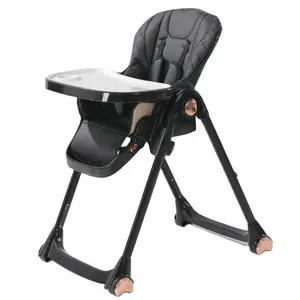 Cubierta de asiento de PU plegable para alimentación de bebé, silla alta ajustable para niños y bebés