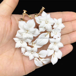 RE4269 رومانسية الخزف زهرة أقراط النساء اليدوية أقراط اكسسوارات الزفاف مجوهرات - Product Image 5