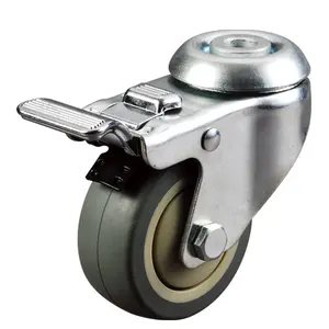 3 pulgadas industrial TPR rueda con agujero de perno de rueda hueco kingpin caster