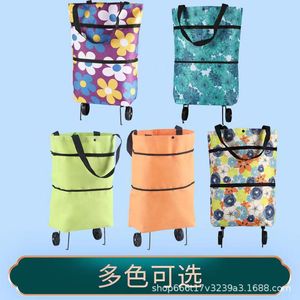 Caddie de courses pliable, chariot de courses portable, sac à roulettes télescopique double usage, sac de courses imperméable - Product Image 3