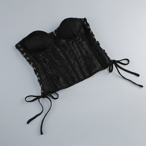 Elegante Abito da Sera Asimmetrico per Donna, Sexy Top in Rete <span class=keywords><strong>Nera</strong></span> e Gonna in <span class=keywords><strong>Tulle</strong></span> Asimmetrica, Set Due Pezzi - Product Image 5
