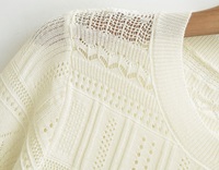 Cardigan fin en tricot jacquard ajouré pour femme, 100 % viscose, manches longues, ourlet à volants, style preppy élégant, OEM ODM, vente en gros