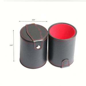 Plateau de rangement pour jeux de société en cuir PU, doublé de feutre, pliable, portable, pour salon, avec 6 dés à points - Product Image 4