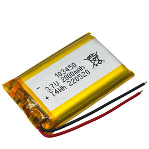 Venta caliente 3,7 V 2000mAh Batería <span class=keywords><strong>de</strong></span> polímero <span class=keywords><strong>de</strong></span> <span class=keywords><strong>litio</strong></span> recargable <span class=keywords><strong>de</strong></span> fábrica 103450 Bolsa Baterías <span class=keywords><strong>de</strong></span> iones <span class=keywords><strong>de</strong></span> <span class=keywords><strong>litio</strong></span> para electrónica digital - Product Image 1