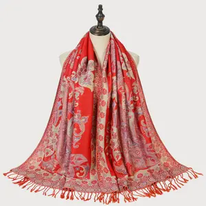 Mulheres Cachecol De Caxemira Sólida Senhora Inverno Impresso Engrossar Bandana Quente Macio Pashmina Xales Envoltórios Feminino Lã De Algodão