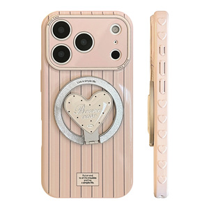 Custodia a cuore con supporto magnetico a strisce stile coreano per Apple 17 Pro Max, custodia per <span class=keywords><strong>iPhone</strong></span> 16, custodia morbida per ragazza <span class=keywords><strong>11</strong></span>, 15 <span class=keywords><strong>oro</strong></span> - Product Image 1