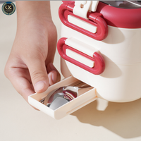 Boîte à lunch isotherme portable en acier inoxydable 304 de qualité alimentaire, avec cuillères et baguettes