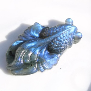 งานแกะสลักปลาทองจากหินลาบราดอไรต์ธรรมชาติ  งานแกะสลักด้วยมือ  ขาย - Product Image 2