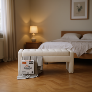 Panca contenitore con chiusura ammortizzata in tessuto, mobile moderno per camera da letto, per uso domestico - Product Image 2