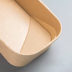 Bol en papier jetable rectangulaire avec couvercle en PE Stratification brillante Kraft imperméable chauffant pour les dossiers de bol à salade Type de boîte - Product Image 4