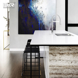 Losa de superficie sólida blanca y dorada de Calacatta Artificial, encimera de cocina, piedra de superficie sólida prefabricada, venta al por mayor con fregadero de venas, <span class=keywords><strong>precio</strong></span> - Product Image 3