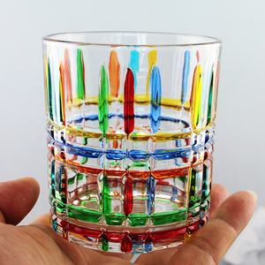 ويسكي زجاجي حديث منقوش إبداعي مياه الشرب ويسكي ملون بألوان يدوية كريستال إيطالي - Product Image 4
