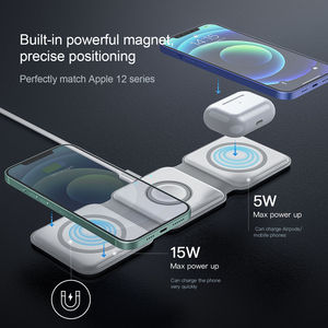 Chargeur sans fil portable 15W à charge rapide avec écouteurs pliables et chargeur de montre, port Type-C, entrée 5V/2A, sortie 9V/2A avec logo OEM - Product Image 4