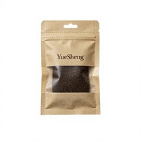 Sachets plats à trois soudures avec fenêtre, en papier kraft biodégradable PLA, refermables, compostables, de qualité alimentaire, personnalisables, pour café, vente en gros OEM