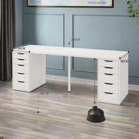 Grand bureau d'ordinateur avec tiroirs, bureau d'ordinateur de 2 m pour deux personnes, table de travail en bois blanc, bureau à domicile