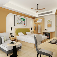 Ensemble de meubles de chambre d'hôtel moderne, élégant et polyvalent, ensemble complet lit et armoire pour appartements locatifs, personnalisation disponible